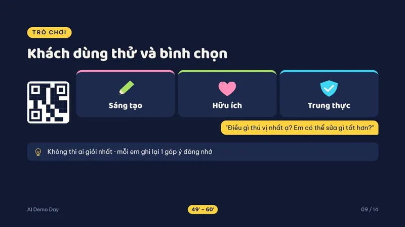 Demo Day: khách dùng thử và bình chọn qua mã QR