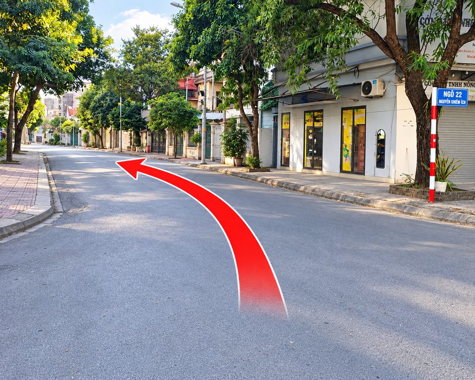 Bước 2: Rẽ vào Ngõ 22 Nguyễn Khiêm Ích