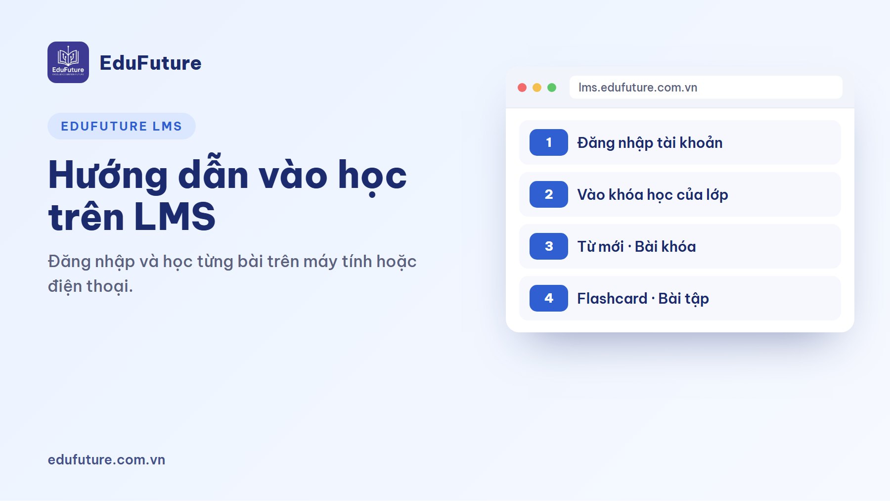 Hướng dẫn học viên vào học trên EduFuture LMS